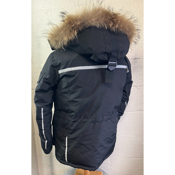 NBA Chicago Bulls Down Black Winter Heavy Parka Jacket Size Medium - Picture 2 of 13